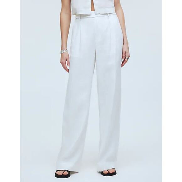 Madewell Pants - Madewell Wide Leg Pants Womens Size 0 White The Harlow 100% Linen High Rise NWT